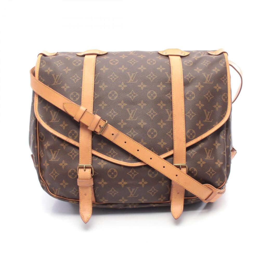 Louis Vuitton Saumur Shoulder Bag Canvas Leather Monogram Brown